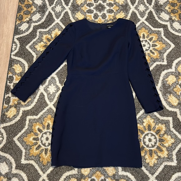 Club Monaco Edni Navy Diamond Cut Out Sheath Dress - Picture 2 of 5